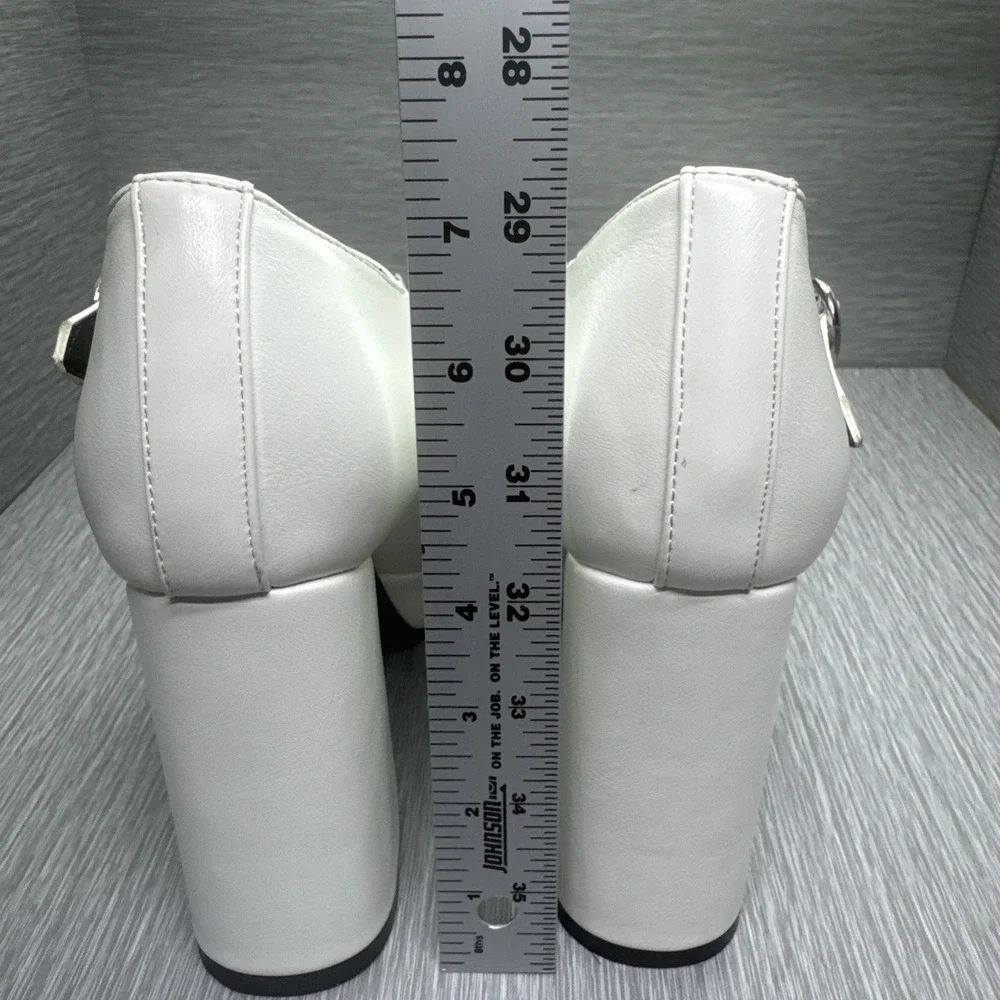 Lamoda White Platform Mary Jane Heels Women's 10 Daisy Cutout Y2K Dolls Kill Alt